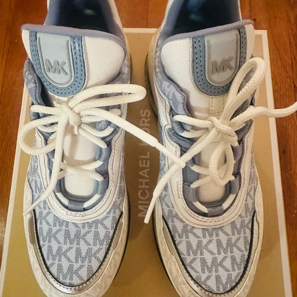 Michael Kors Women's Sneakers in Light Blue and Beige - Picture 8 of 14